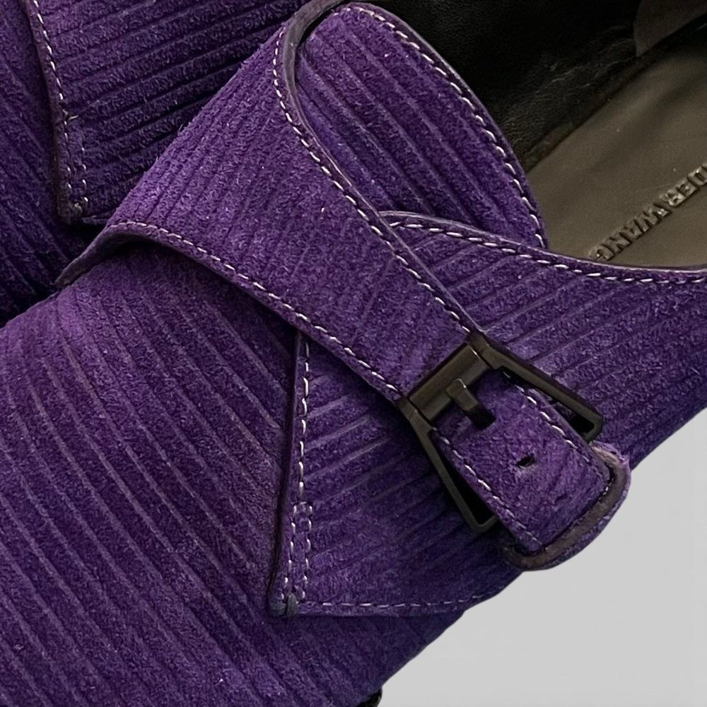 Alexander Wang Ruby Purple Corduroy Suede Monk Strap Buckle Brogues 8 - Picture 8 of 11